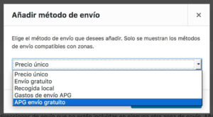 Añadir método de envío gratuito