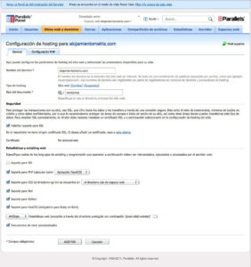 Configuración de hosting para alojamientomatriz.com