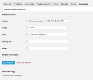 WooCommerce 2.3 - Webhooks
